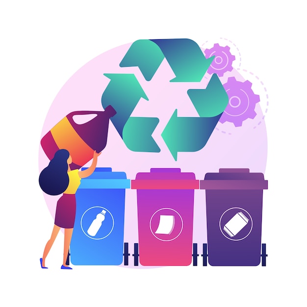 Free vector garbage collection and sorting abstract concept   illustration. household waste collection, local disposal systems, waste segregation, urban curbside service vehicles