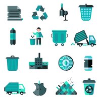 Free vector garbage icons set