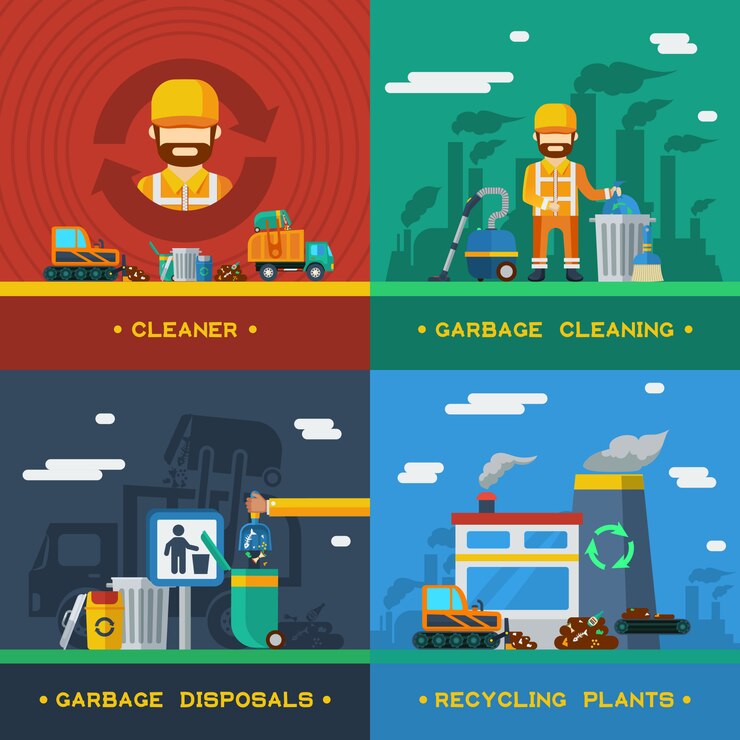 Free Vector garbage removal 2x2 concept