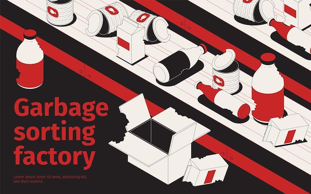 Garbage sorting factory illustration