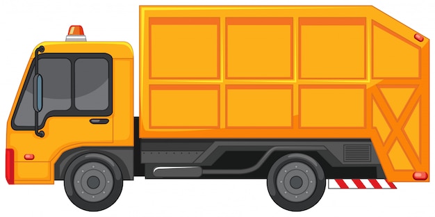 노란 색의 쓰레기 트럭