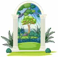 Free vector garden of eden cartoon background scene