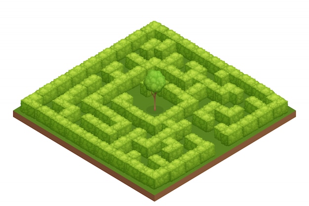 Garden Labyrinth Isometric Composition