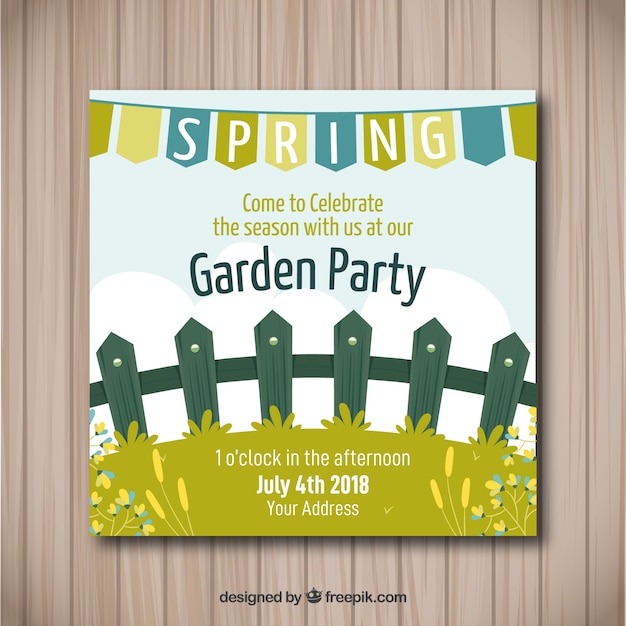 Garden party invitation design with fence