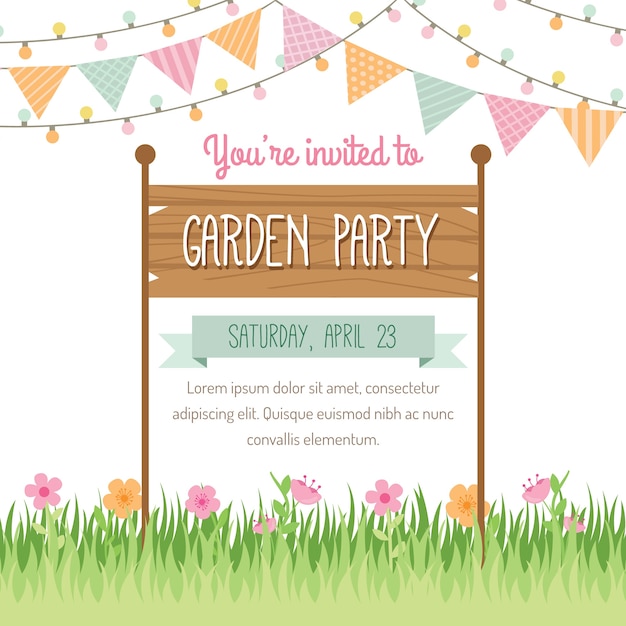 Free Vector Garden Party Invitation Template Design