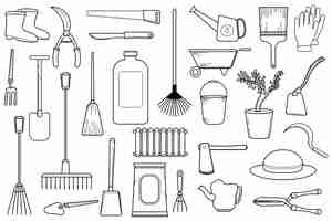 Free vector garden tools icon equipment collection