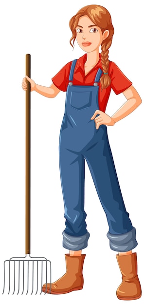 Free vector gardener woman holding rake tool