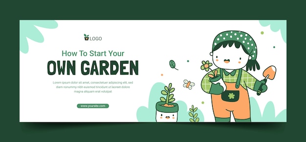 Free vector gardening and cultivation social media cover template