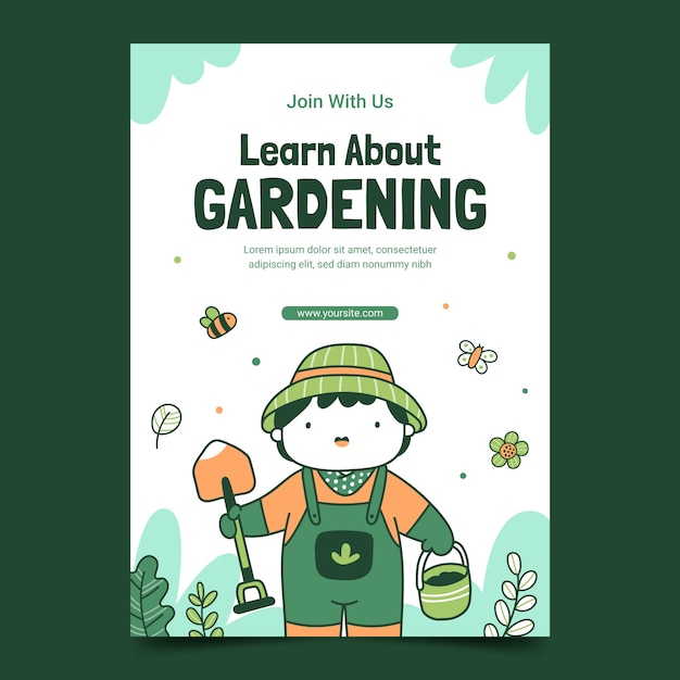 Gardening and cultivation vertical poster template