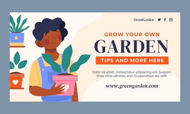Gardening  facebook ad template design