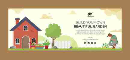 Free vector gardening  facebook cover template design