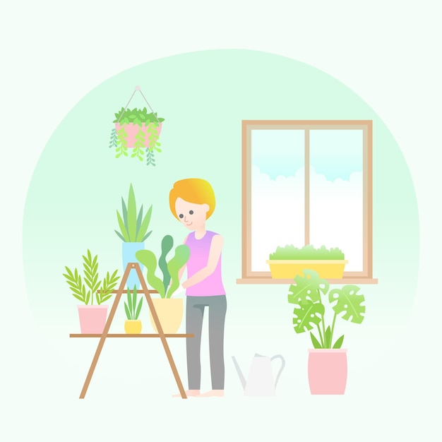 Free vector gardening at home concept