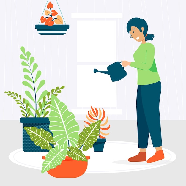 Free vector gardening at home concept
