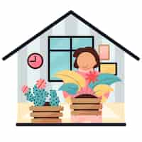 Free vector gardening at home concept