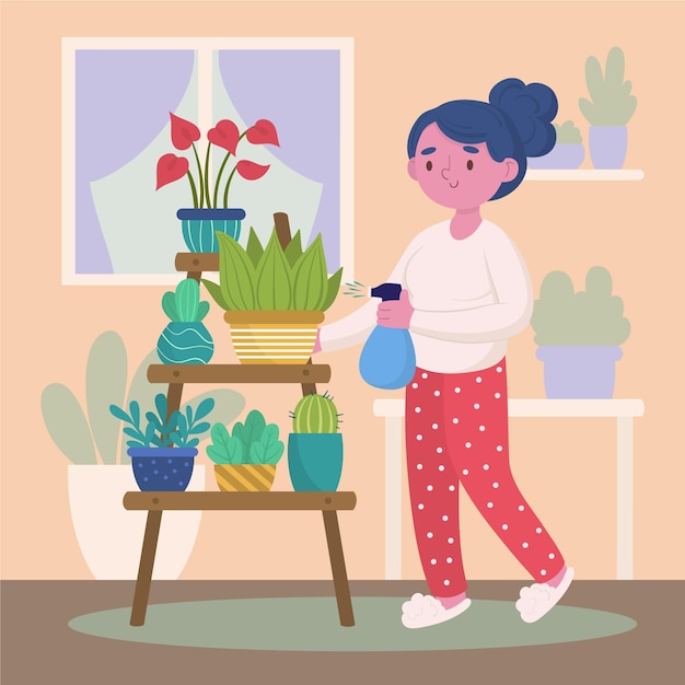 Free vector gardening at home design