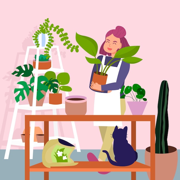 Gardening at home illustrated design