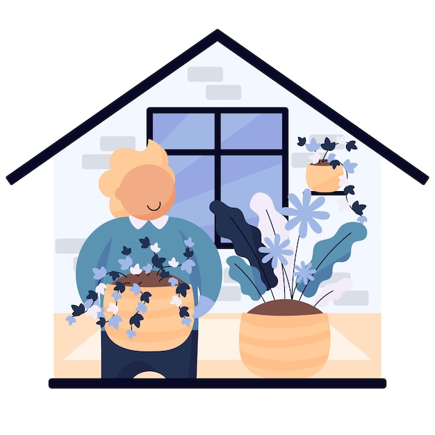 Free vector gardening at home illustration