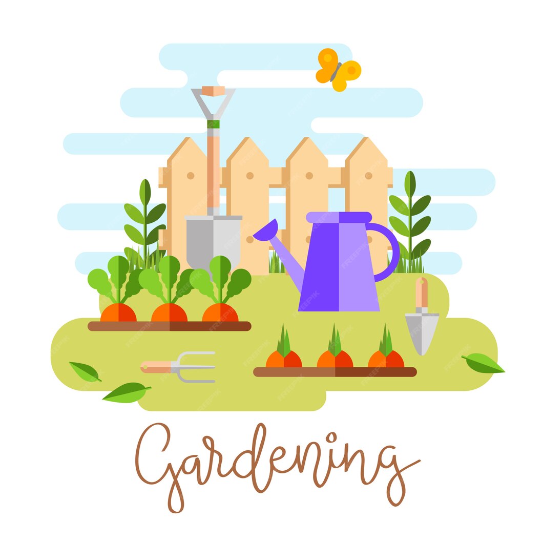 Free Vector | Gardening and horticulture, hobby tools, vegetables crate ...