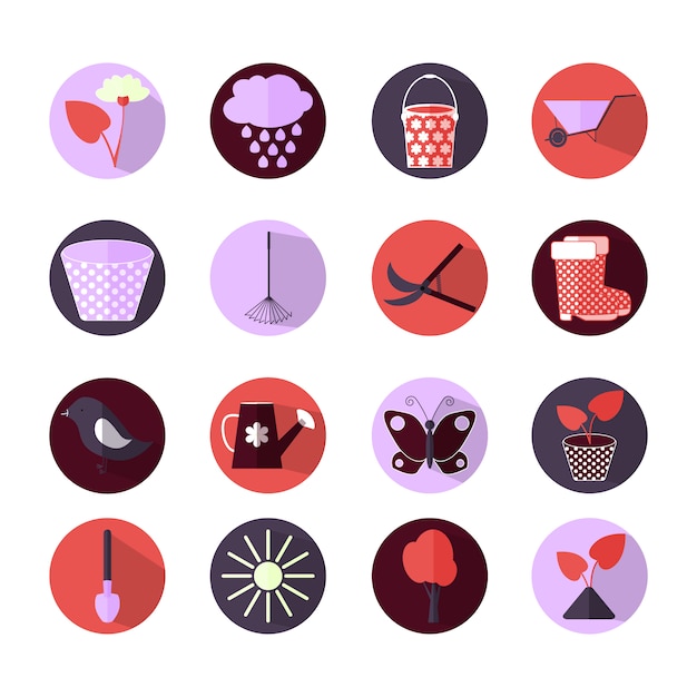 Free vector gardening icons collection