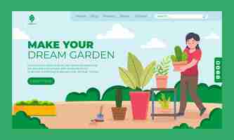 Free vector gardening landing page template design