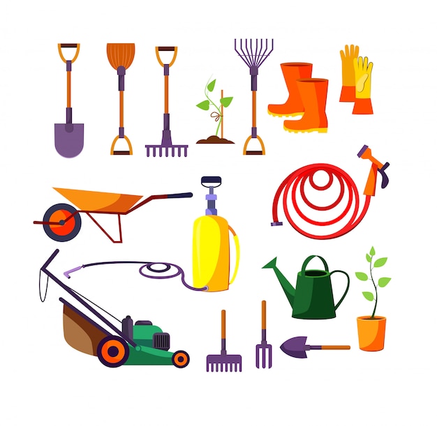 Free vector gardening tools illustration set