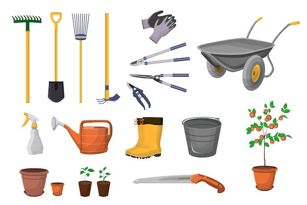 Free vector gardening tools set