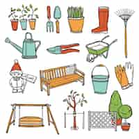 Free vector gardening tools set