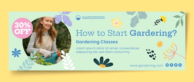 Free vector gardening twitter header  template design