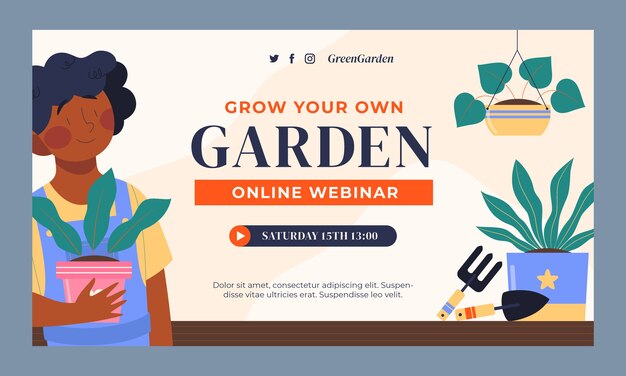 Gardening webinar template design
