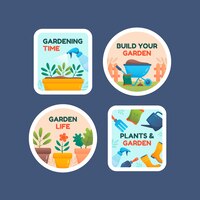 Collezione di etichette per giardinaggio e giardinaggio