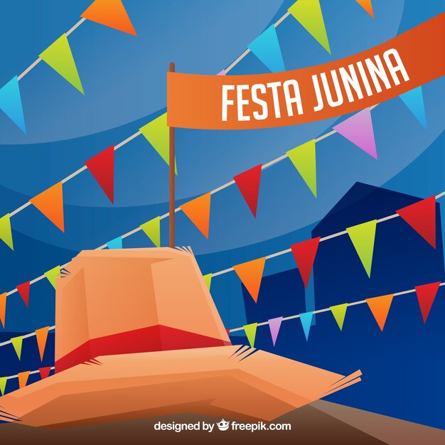 Гирлянды фоне festa Юнина и шляпа