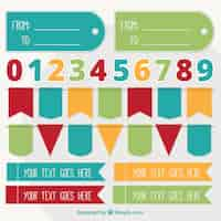 Free vector garlands and numbers set in flat design