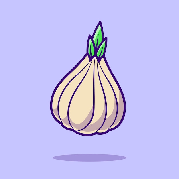 Garlic Vegetable Cartoon Vector Icon Illustration Food Nature Icon Concept Isolated Premium Vector