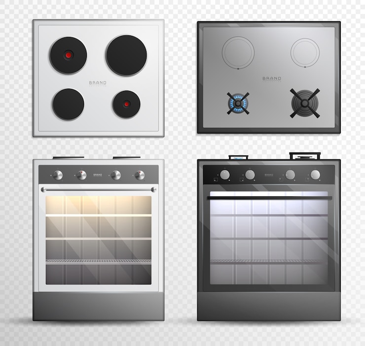 Free Vector gas electric cook top stove icon set
