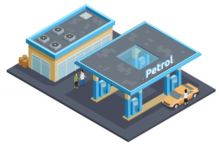 Free Vector gas petrol motorway filling service station 