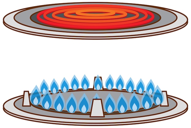 Gas stove and induction stove on white background