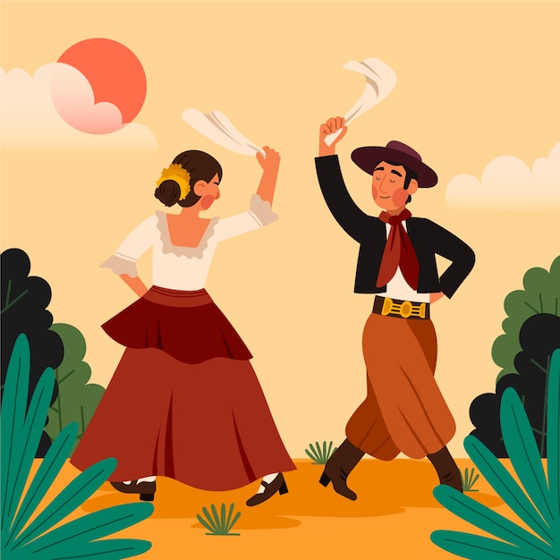 Gaucho cowboy dancing illustration