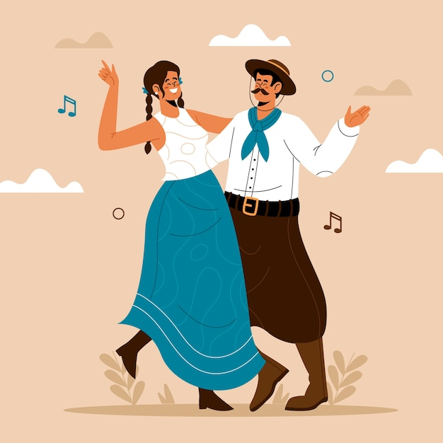 Vettore gratuito gaucho cowboy che balla illustrazione