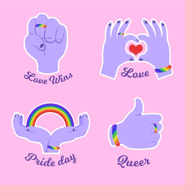 Free vector gay and proud badges concept