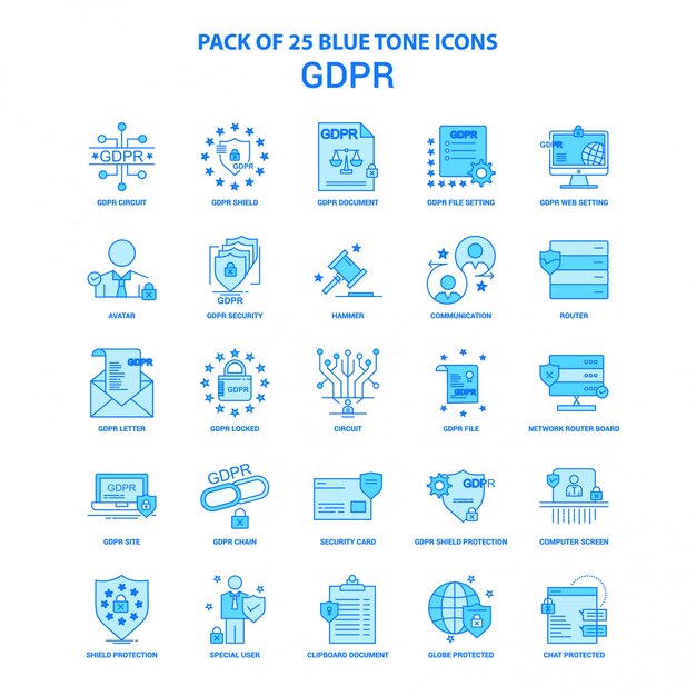 GDPR Blue Tone Icon Pack