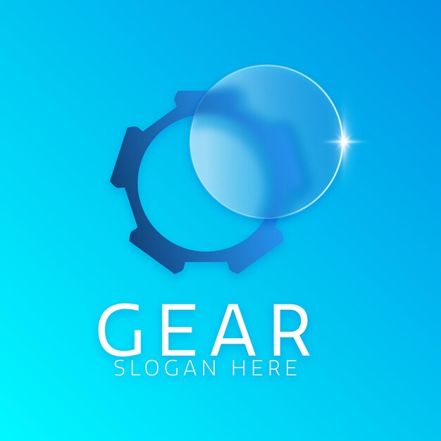 Gear logo glass morphism vector illustration