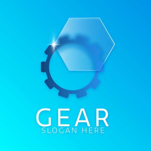 Free vector gear logo glass morphism vector illustration