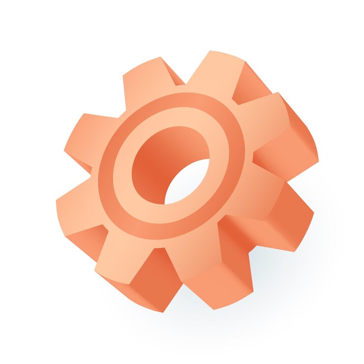 Free Vector gear wheel cartoon illustration in 3d style. realistic red cogwheel flat vector illustration. engineering, machine, mechanism, factory, transmission, repair service concept