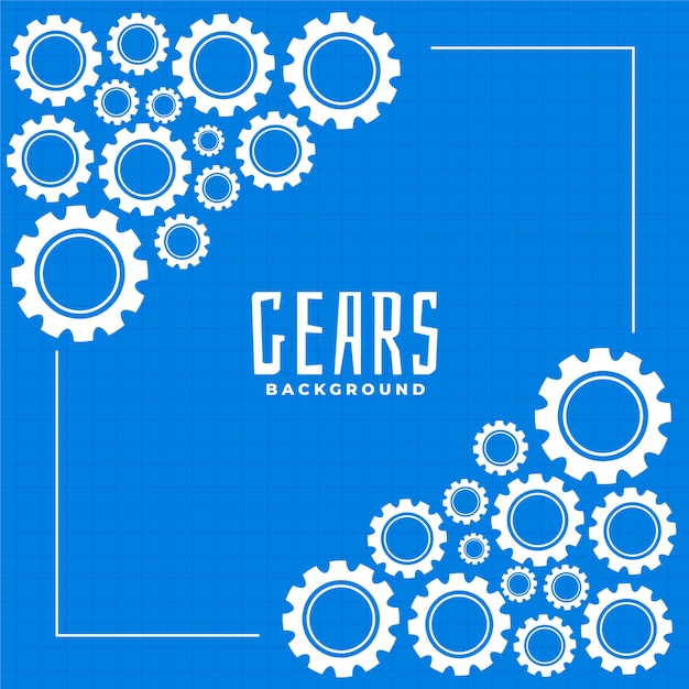 Gears and cog on blue print background design