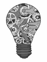 Free vector gears lightbulb sketch