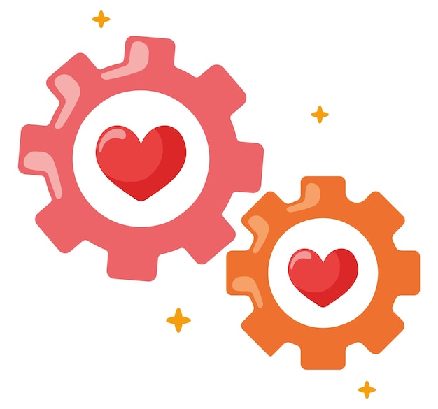 Free vector gears with hearts