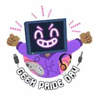 Бесплатное векторное изображение geek pride day concept