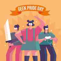 Бесплатное векторное изображение geek гордость день с друзьями
