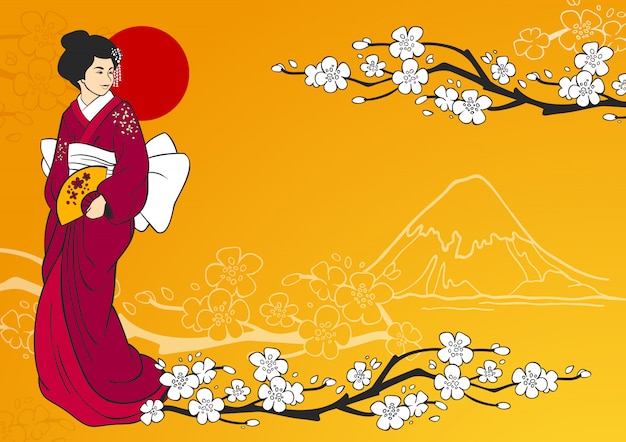 Vettore gratuito illustrazione di geisha