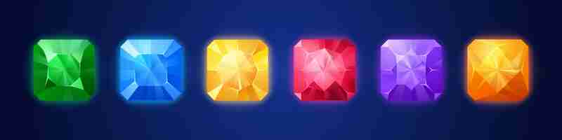 Free vector gem icon set for match 3 game diamond and jewel